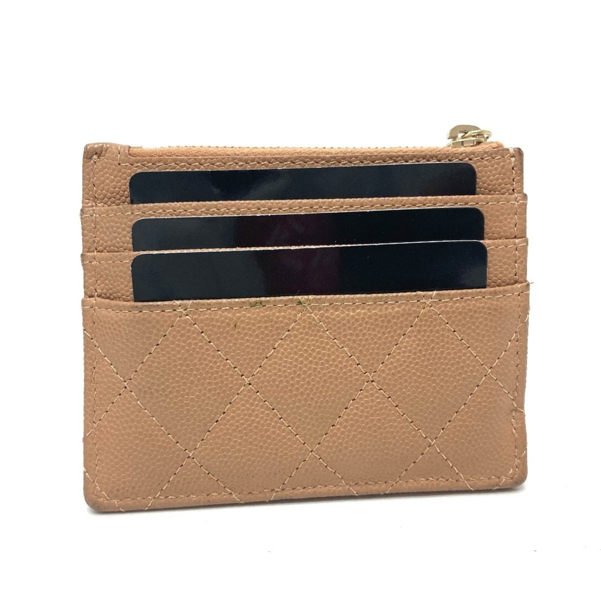 Chanel Beige Grained Calfskin Wallet (Bi-Fold)