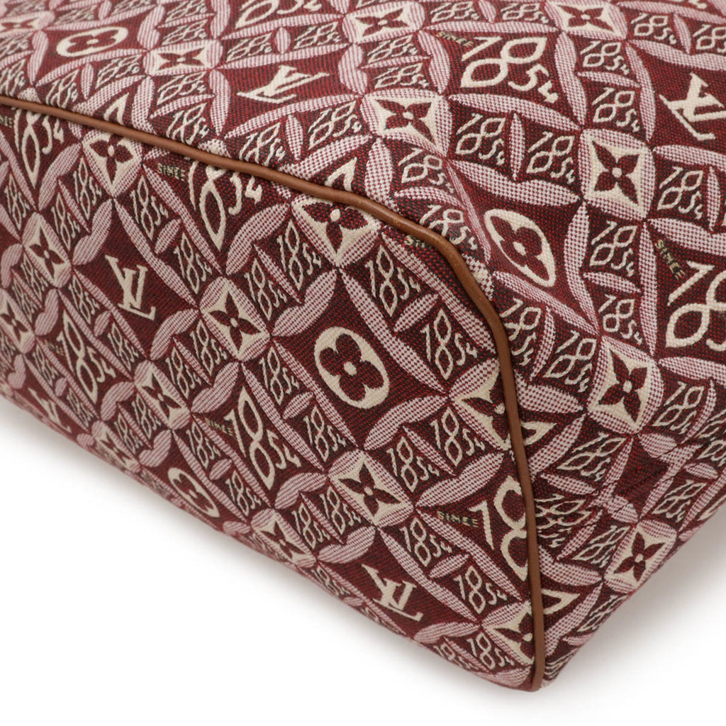 Louis Vuitton Bordeaux Brown White Jacquard Leather Pouch Shoulder Bag Tote Bag