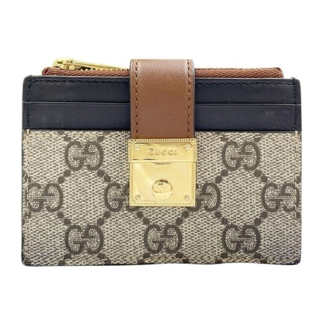 Gucci Beige Black Brown Pvc Leather Long Wallet (Bi-Fold) (Pre-Owned)