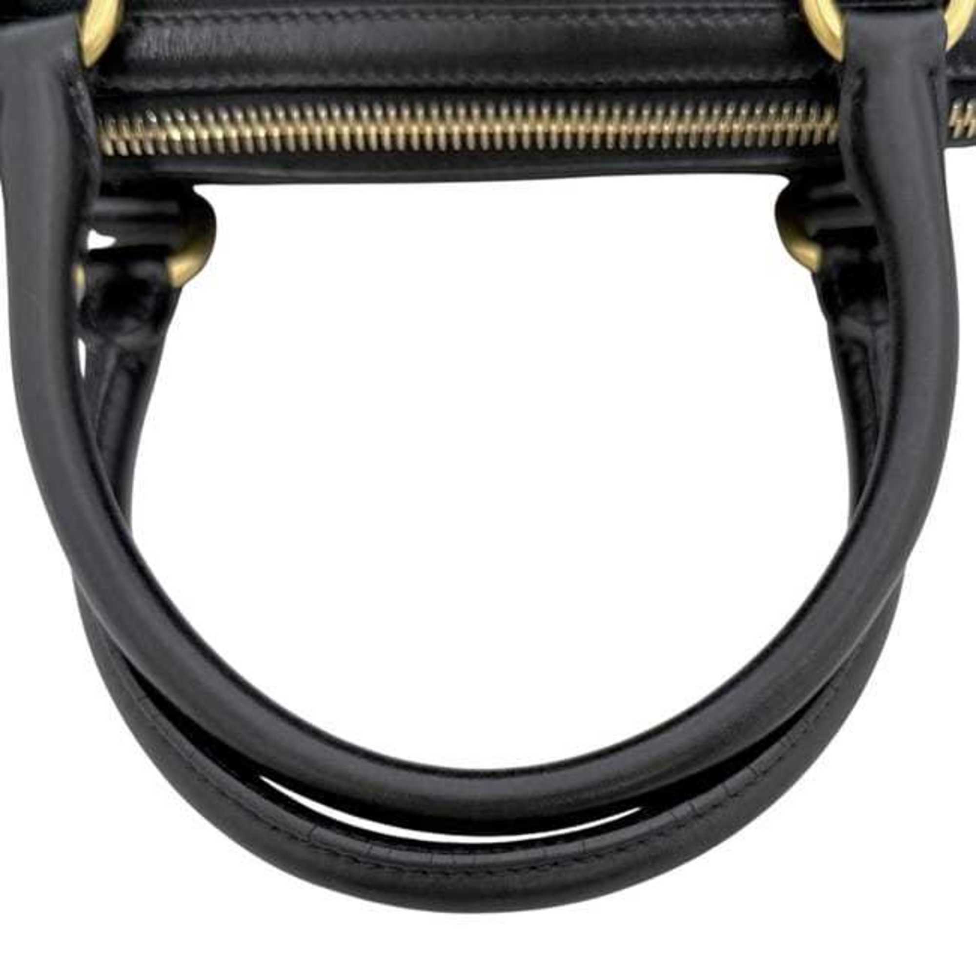 Prada Black Nero Canvas Jacquard Leather Shoulder Bag Tote Bag