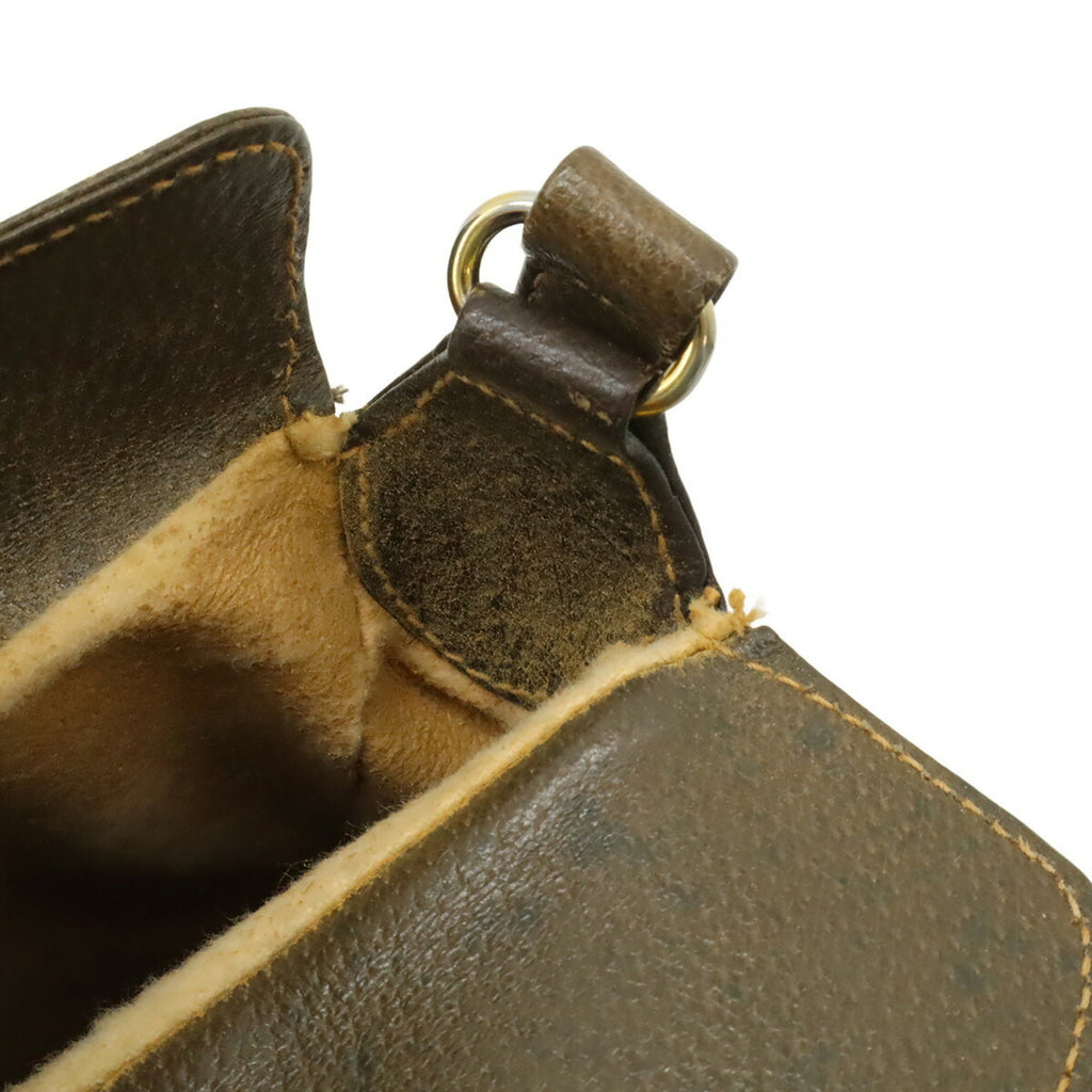 Gucci Gg Plus Beige Brown Green Red Color Coated Canvas Leather Pochette Shoulder Bag (Pre-Owned)