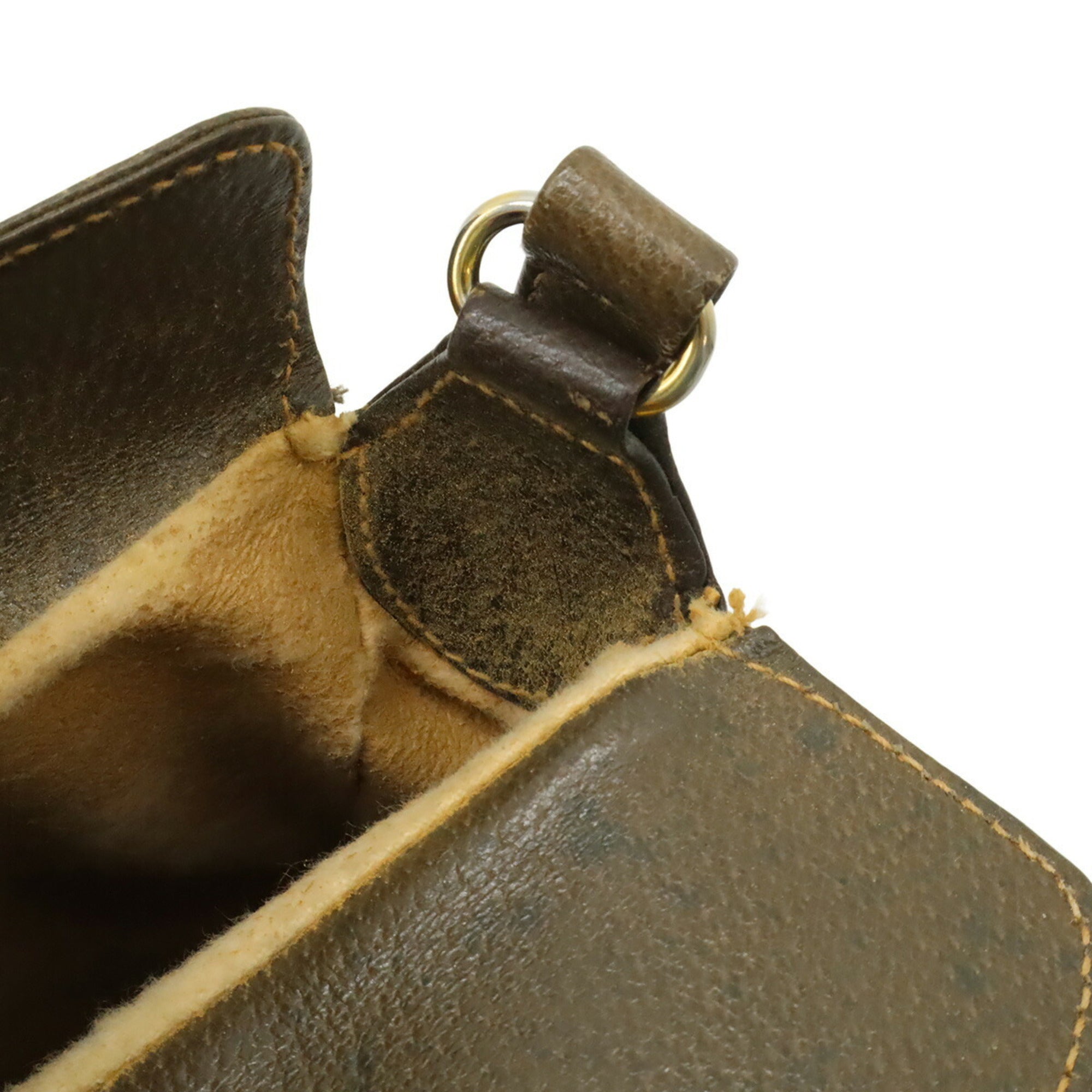 Gucci Gg Plus Beige Brown Green Red Color Coated Canvas Leather Pochette Shoulder Bag (Pre-Owned)