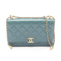 Chanel Green Leather Handbag Shoulder Bag