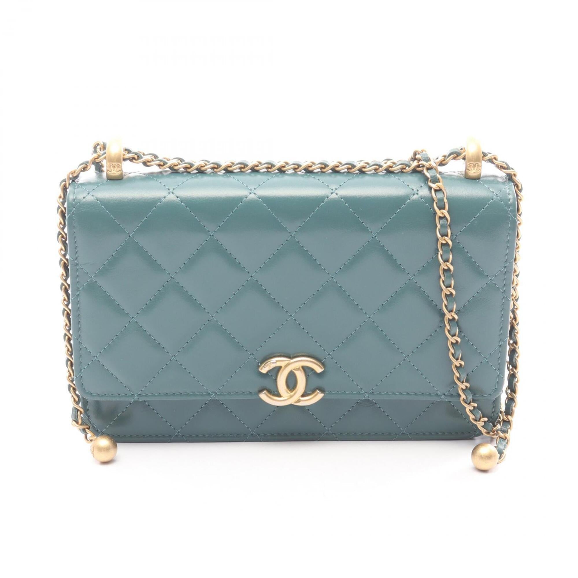 Chanel Green Leather Handbag Shoulder Bag