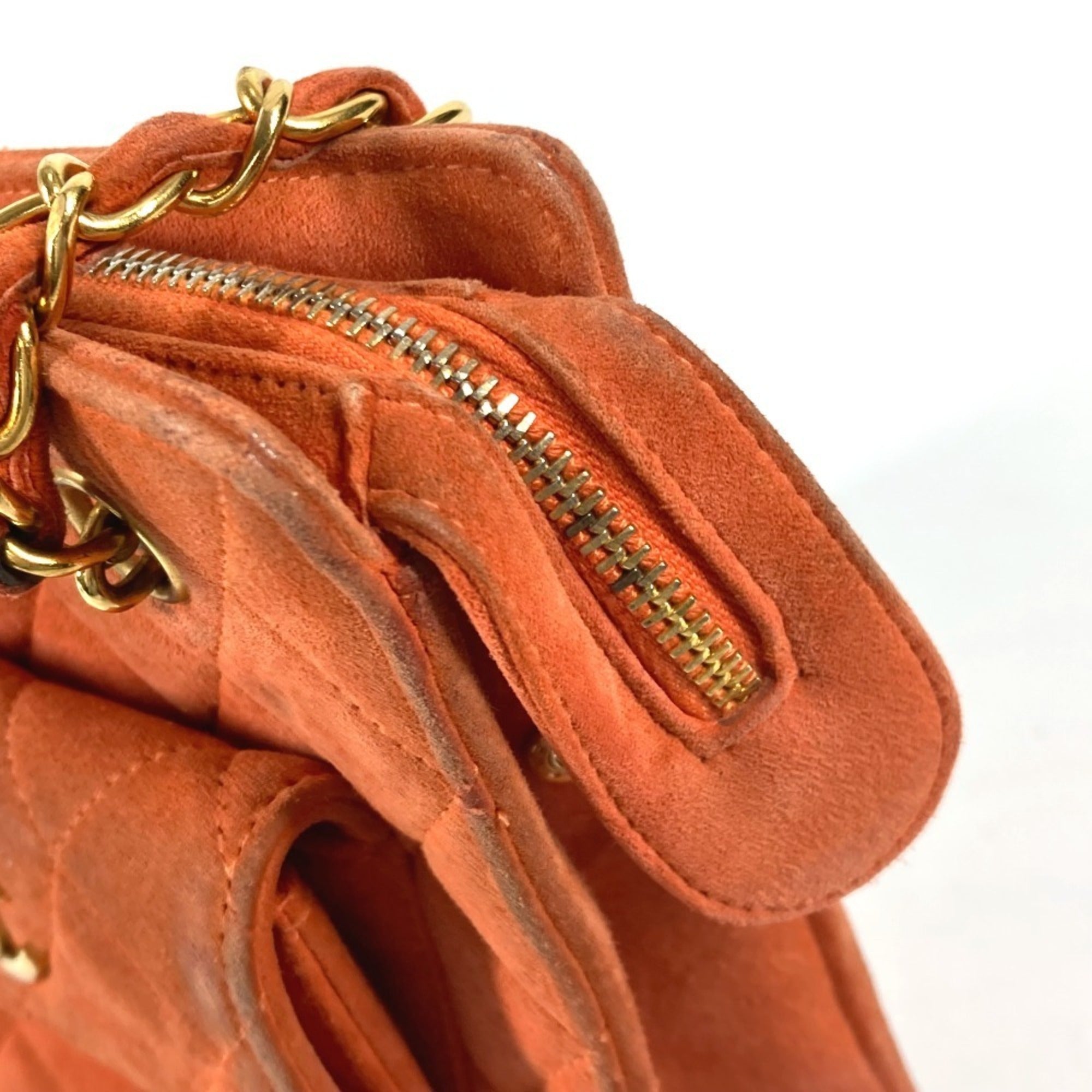 Chanel Orange Suede Handbag Shoulder Bag