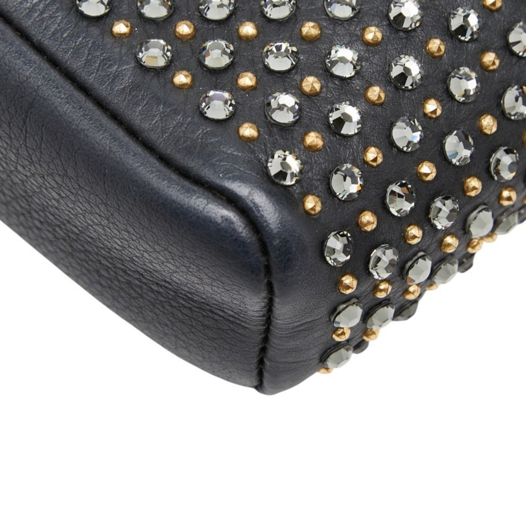 Chanel Black Leather Rhinestone Handbag