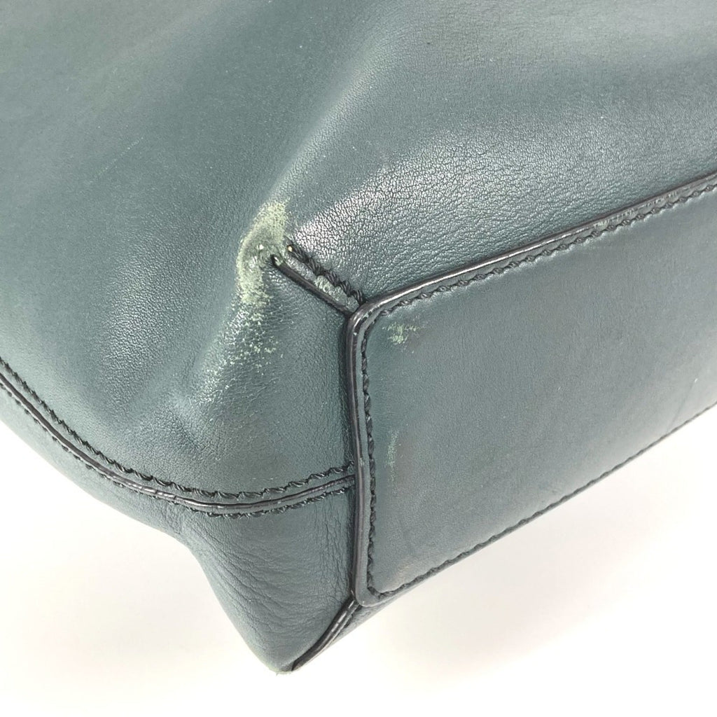 Burberry Blue Khaki Leather Shoulder Bag Tote Bag