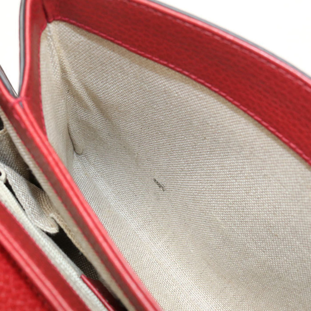 Gucci Red Color Leather Shoulder Bag (Pre-Owned)