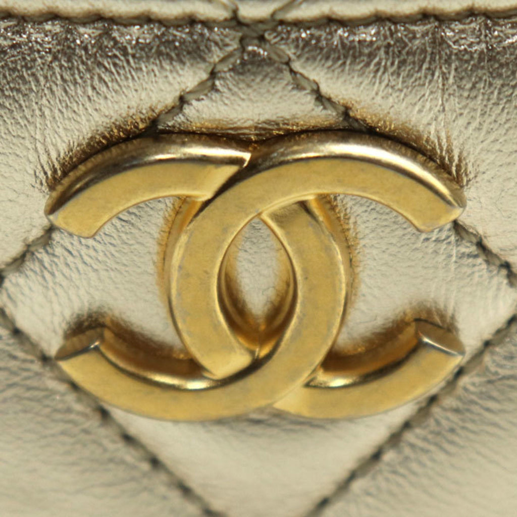 Chanel Matelasse Gold Leather Clutch Bag