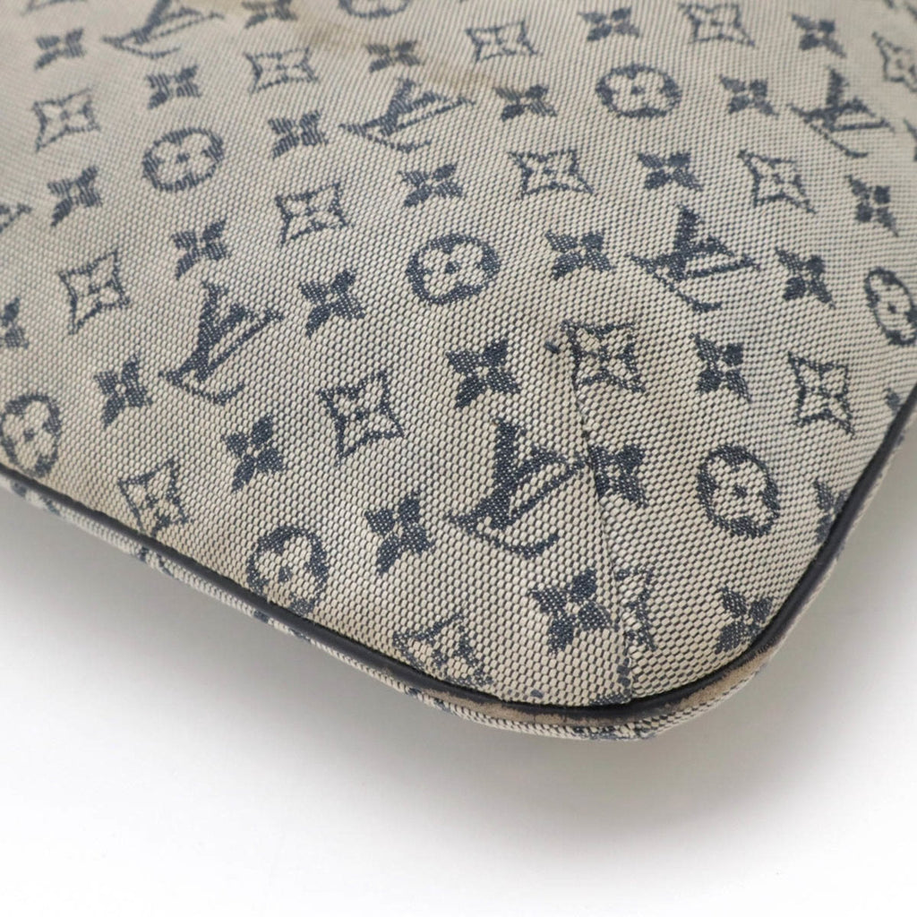 Louis Vuitton Blue Canvas Leather Handbag Shoulder Bag Tote Bag