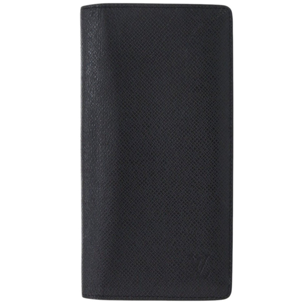 Louis Vuitton Black Noir Taiga Leather Leather Long Wallet