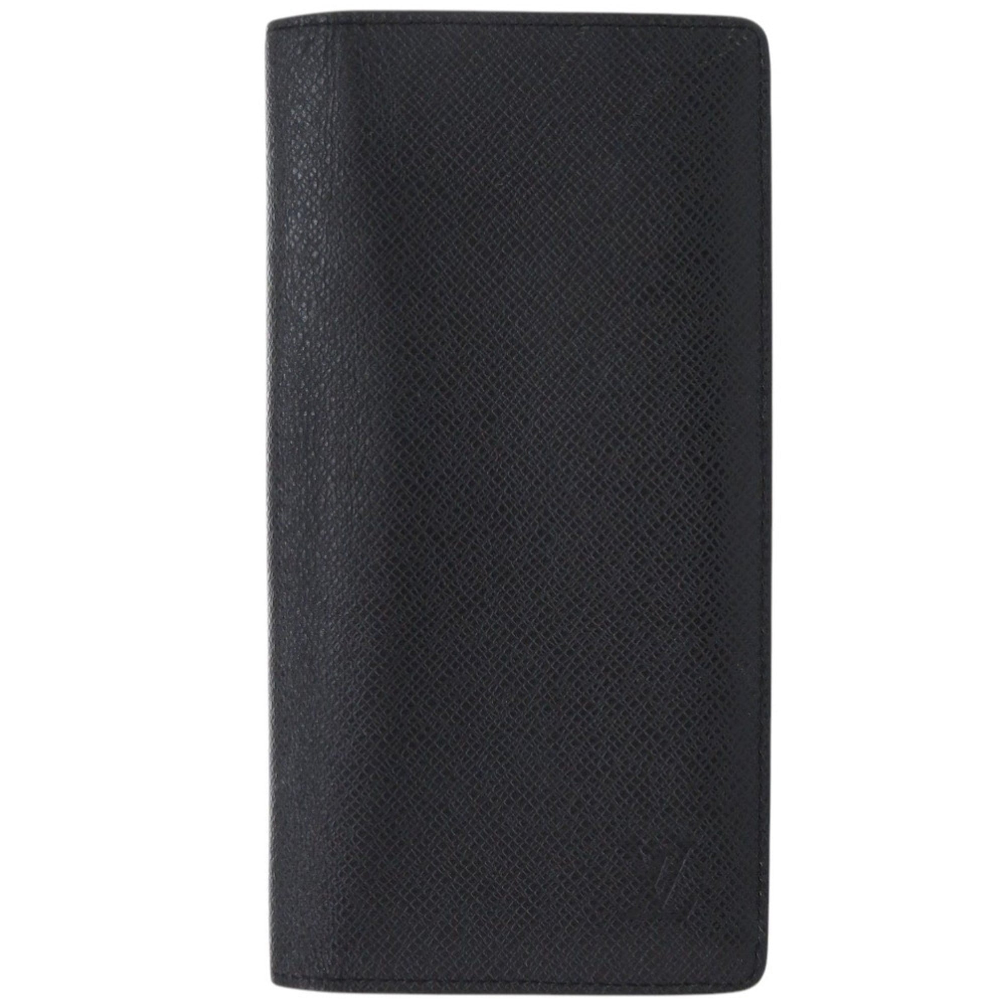 Louis Vuitton Black Noir Taiga Leather Leather Long Wallet