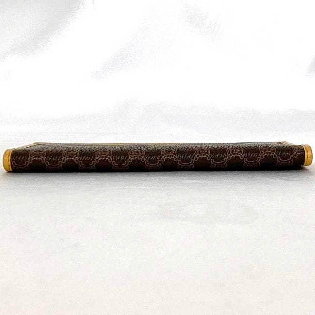 Celine Beige Brown Pvc Leather Long Wallet (Bi-Fold)