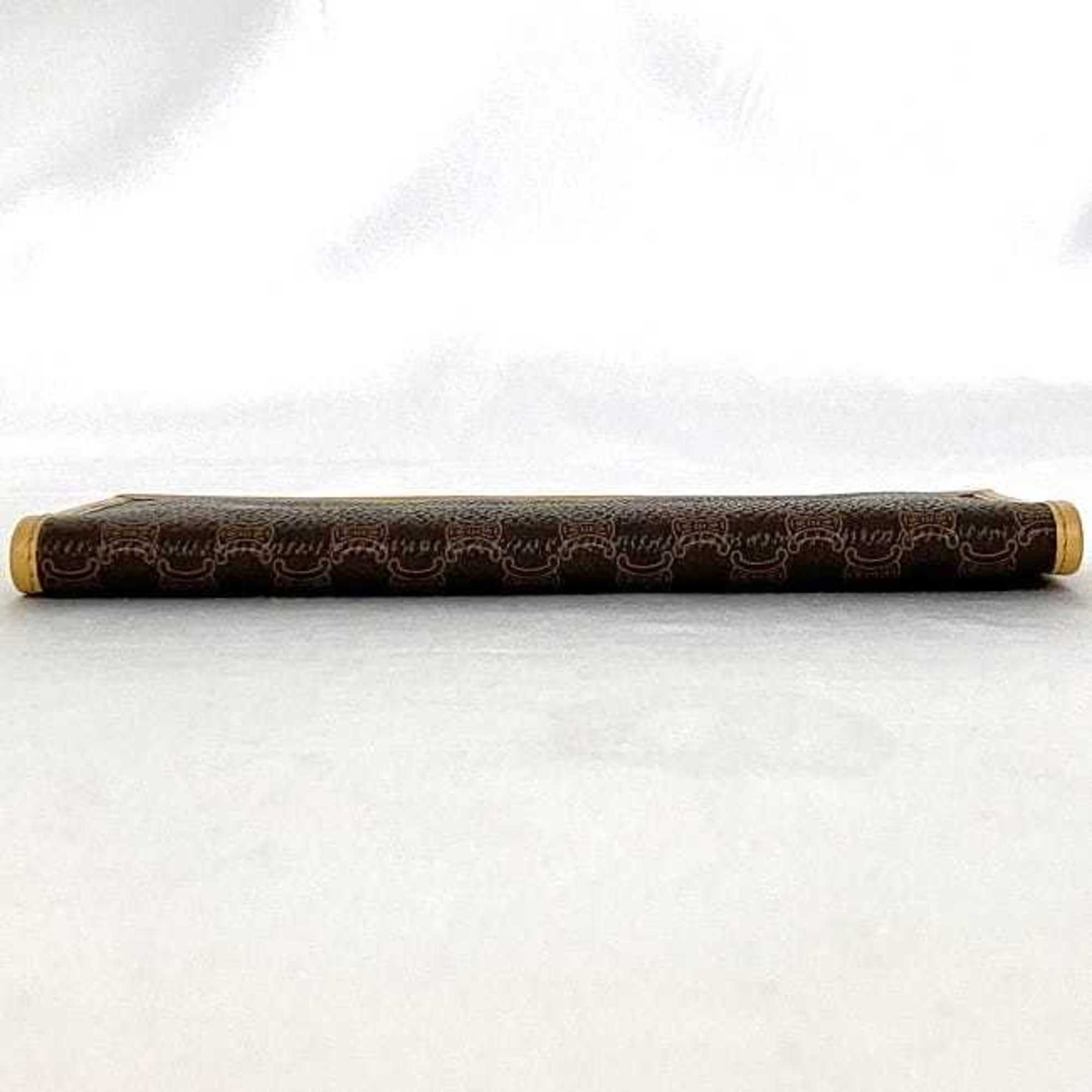 Celine Beige Brown Pvc Leather Long Wallet (Bi-Fold)
