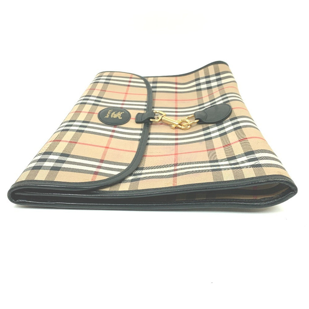 Burberry Beige Canvas Leather Clutch Bag