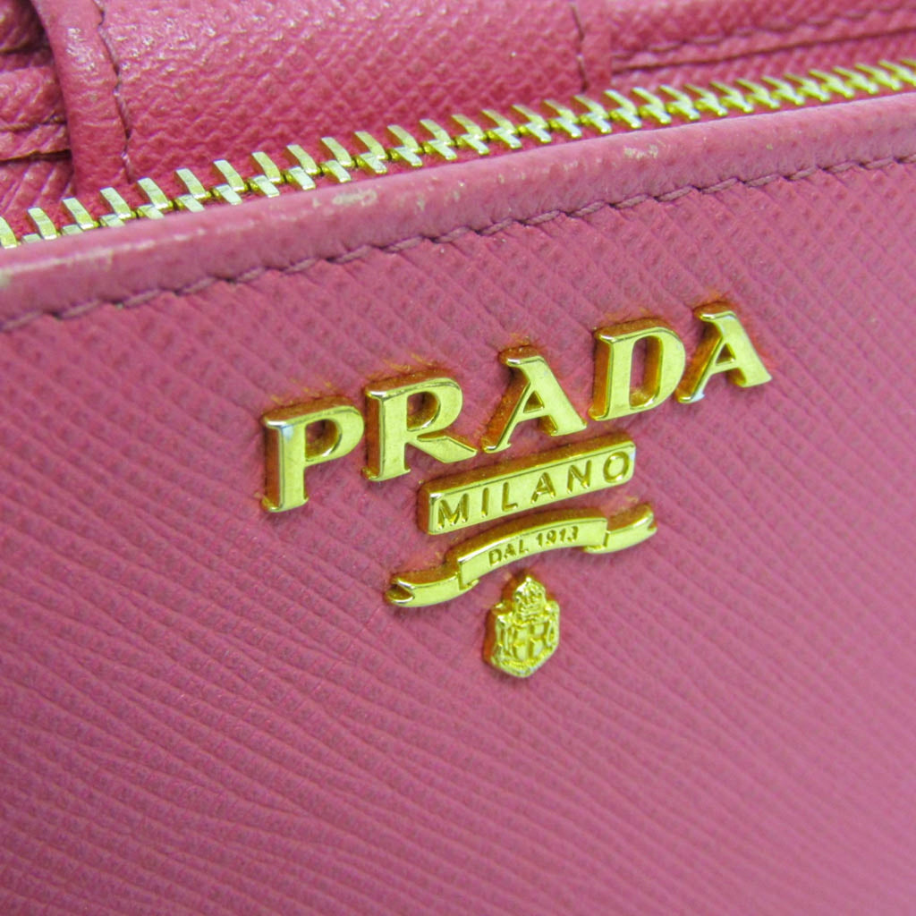 Prada Tab Bifold Wallet Saffiano Leather Pink Leather Wallets Accessory