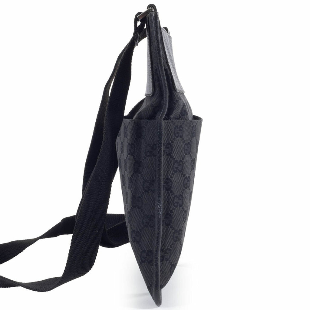 Gucci Gg Canvas Black Gg Canvas Leather Shoulder Bag (Pre-Owned)