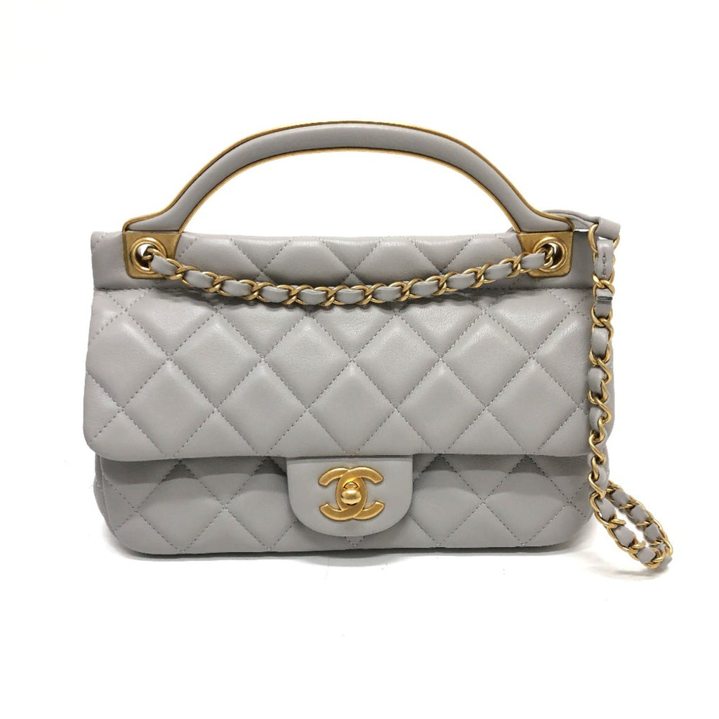 Chanel Gray Leather Shoulder Bag