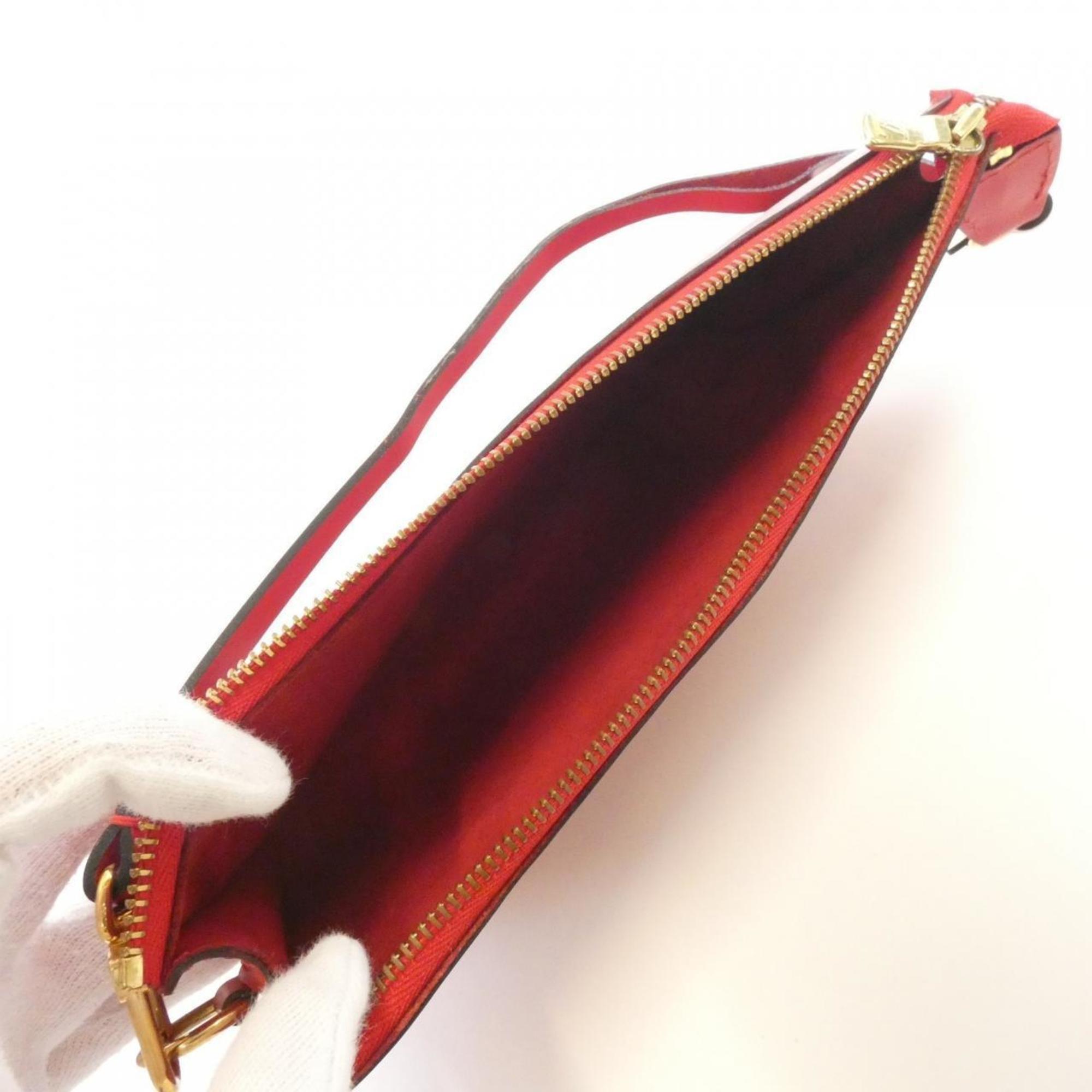 Louis Vuitton Red Color Leather Pochette Pouch