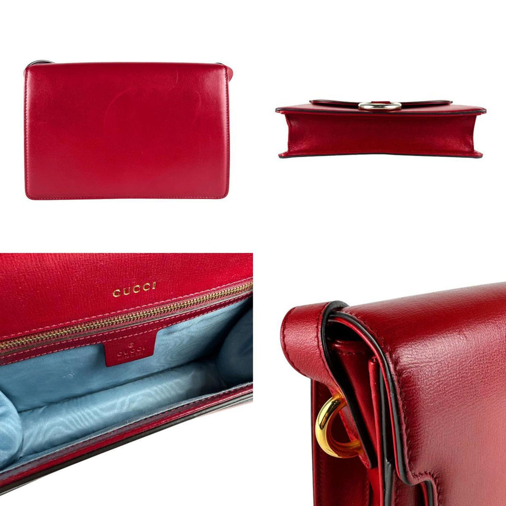 Gucci Red Color Leather Shoulder Bag (Pre-Owned)