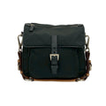 Prada Black Brown Leather Nylon Handbag Shoulder Bag