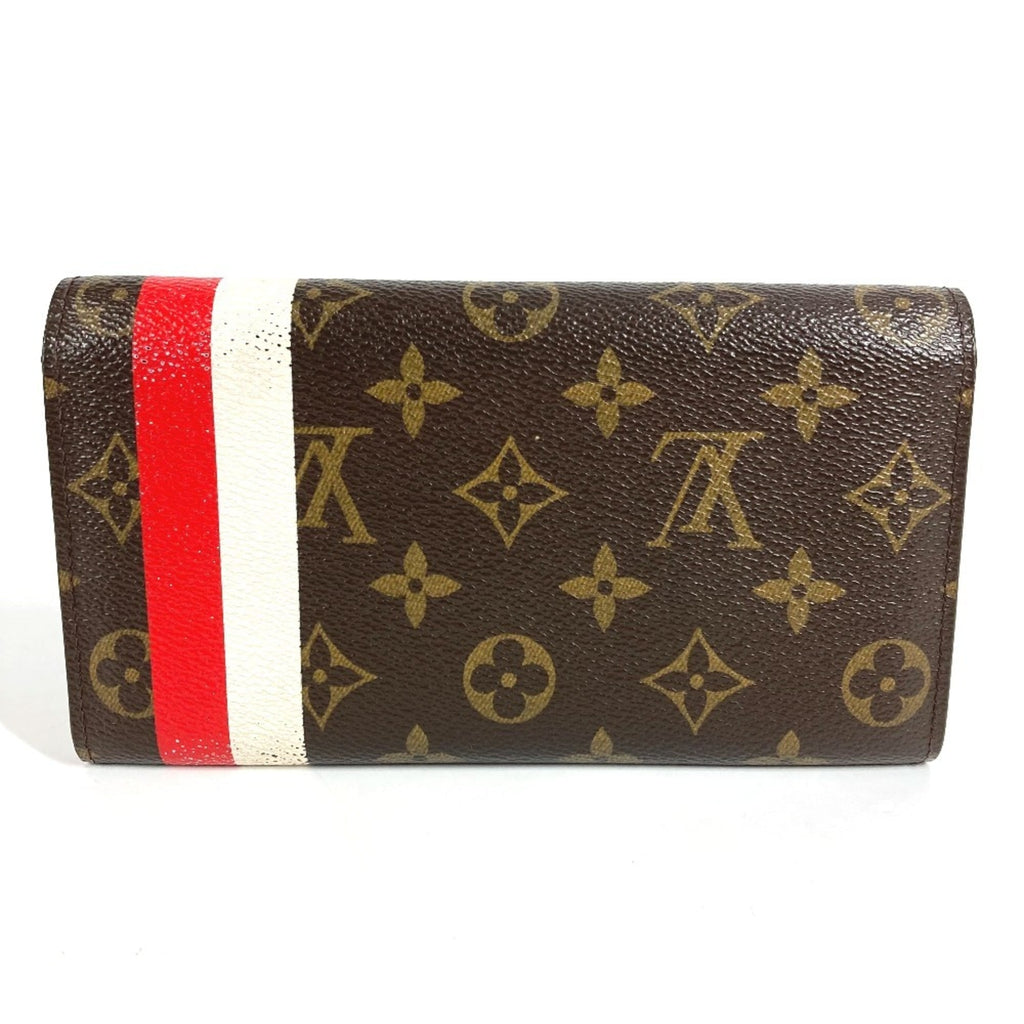 Louis Vuitton Brown Red Color Canvas Monogram Long Wallet (Tri-Fold)