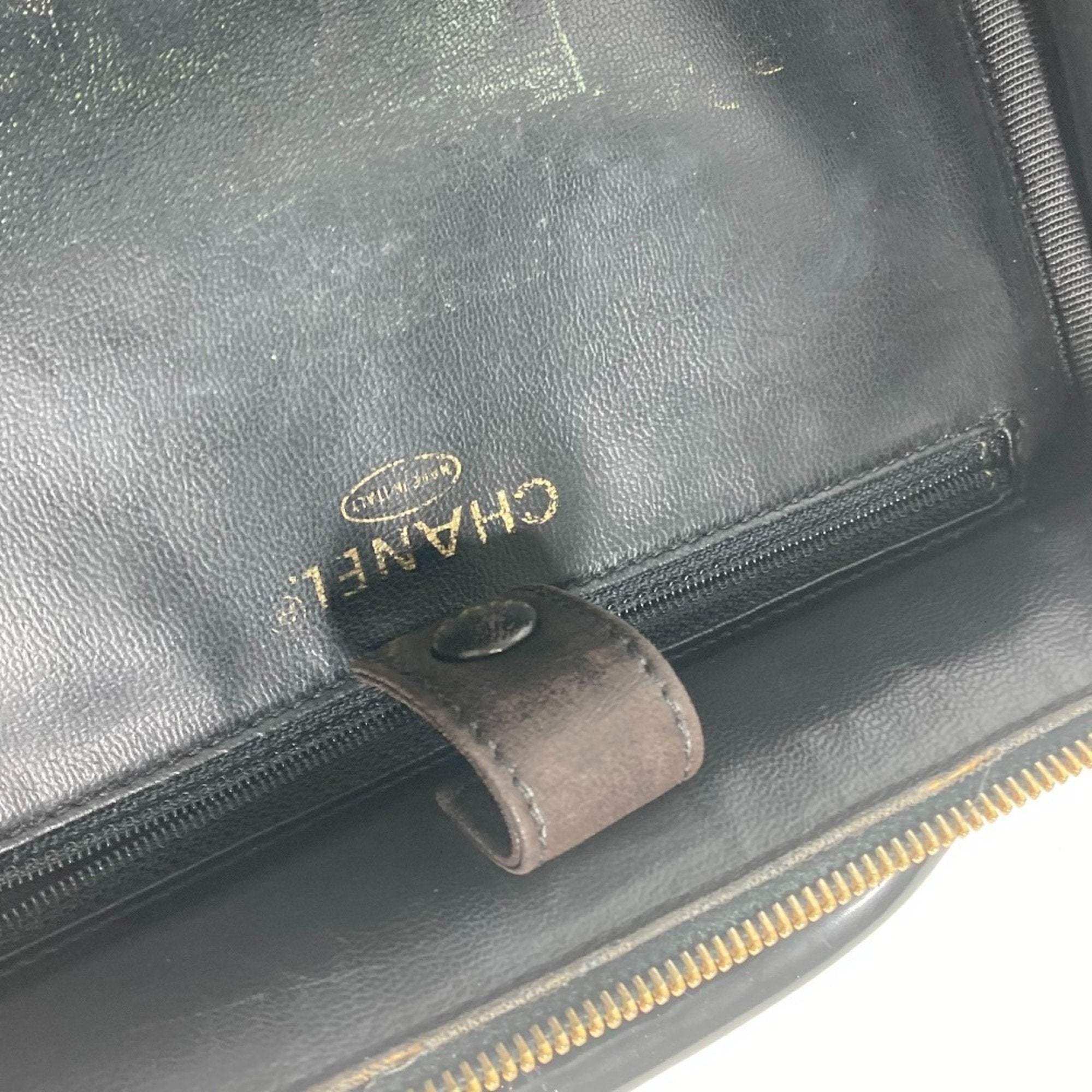Chanel Black Leather Handbag Vanity Bag