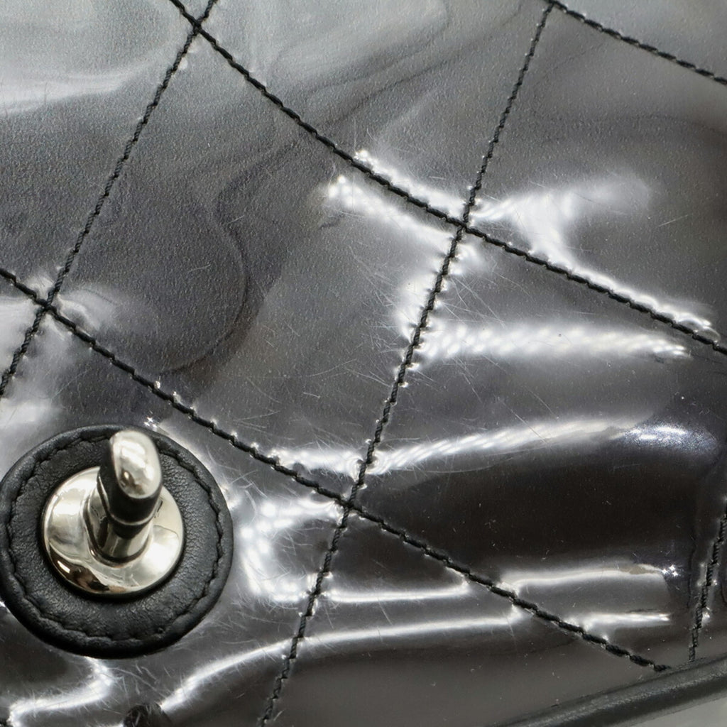 Chanel Matelasse Clear Black Vinyl Leather Handbag Shoulder Bag