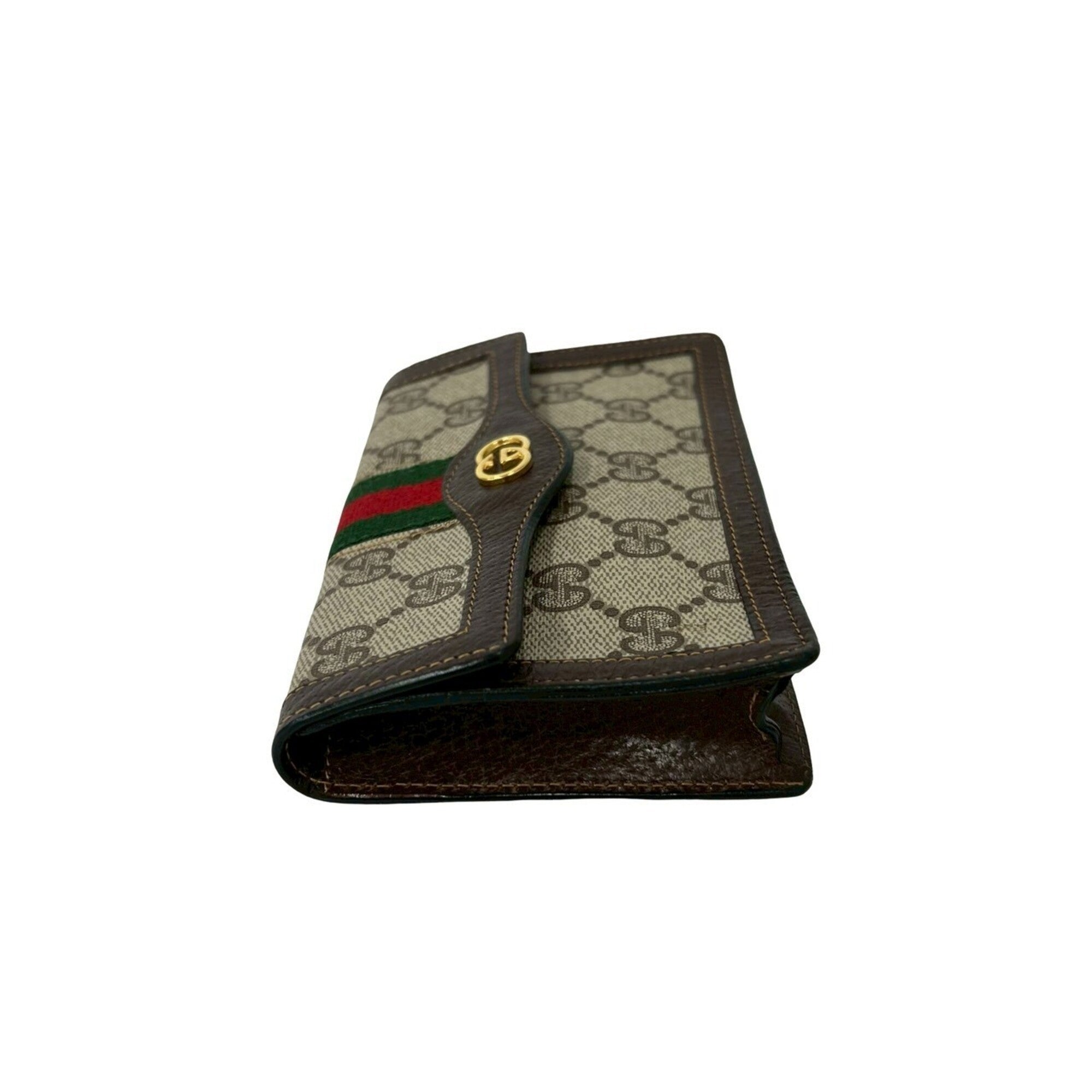 Gucci Brown Green Red Color Leather Pvc Pouch (Pre-Owned)