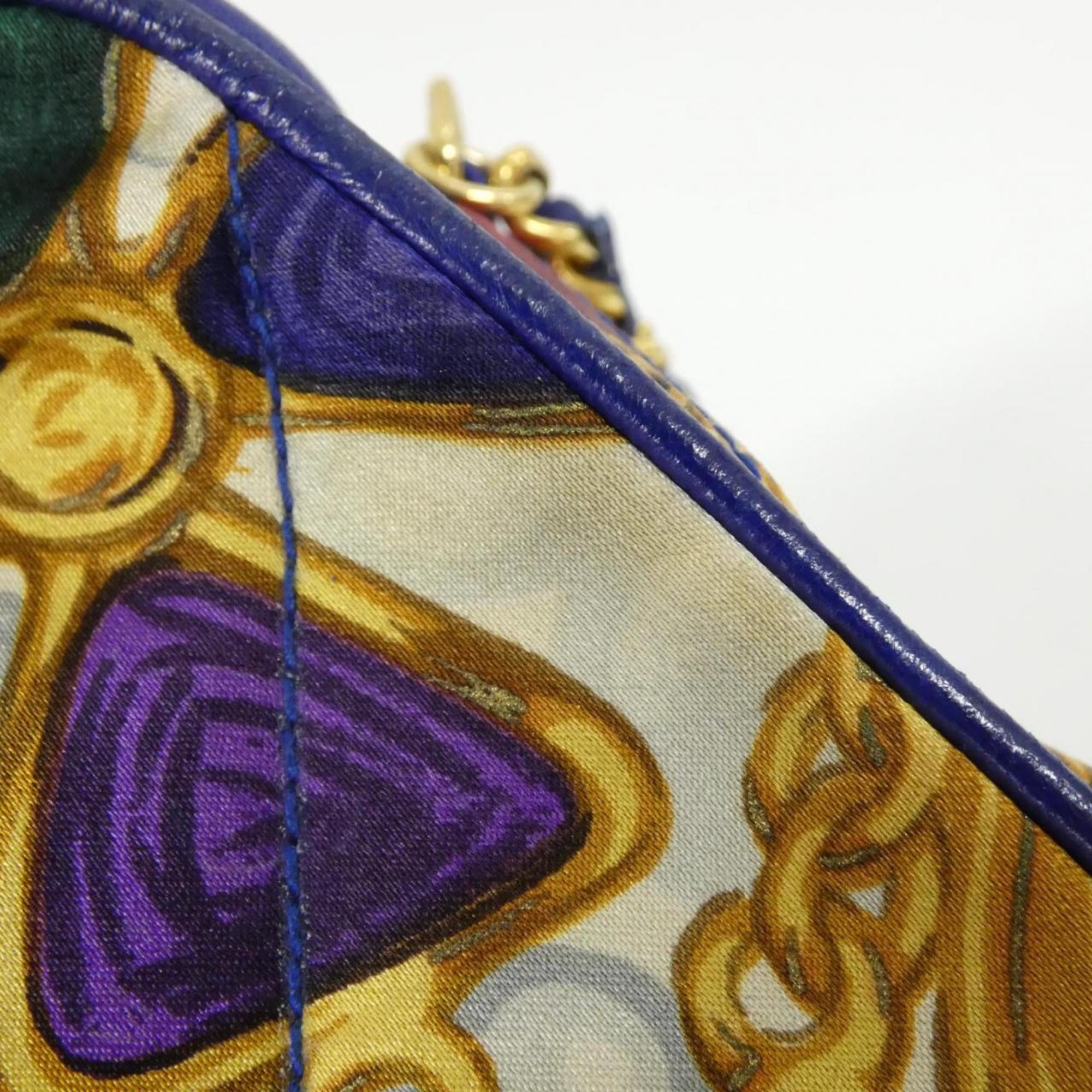 Chanel Blue Multi-Color Satin Leather Shoulder Bag