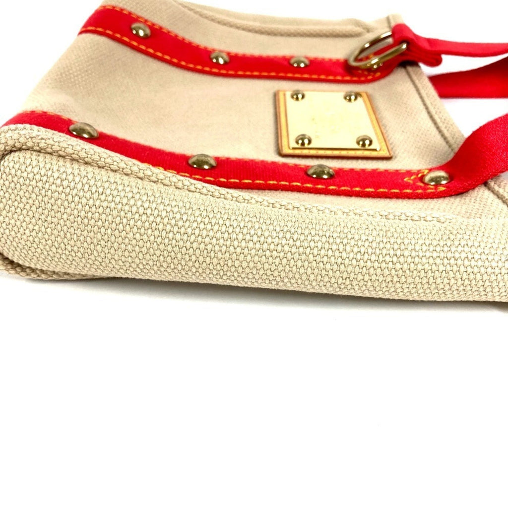 Louis Vuitton Beige Red Color Canvas Handbag Tote Bag