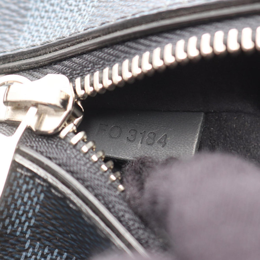 Louis Vuitton Black Blue Coated Canvas Leather Tote Bag