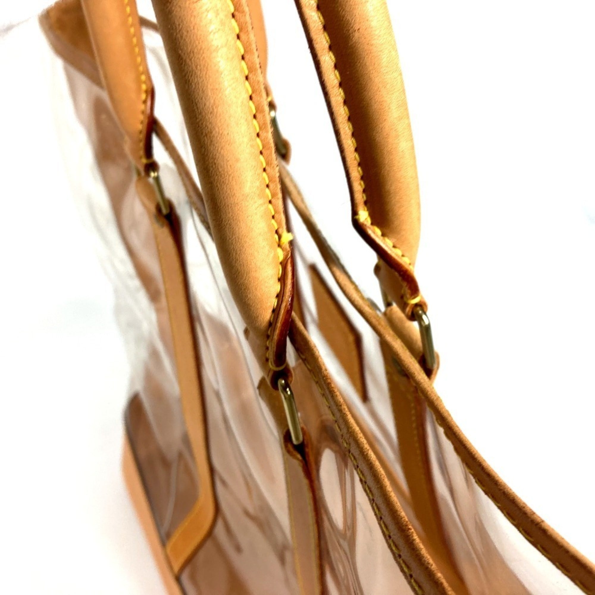 Louis Vuitton Beige Clear Vinyl Leather Shoulder Bag Tote Bag
