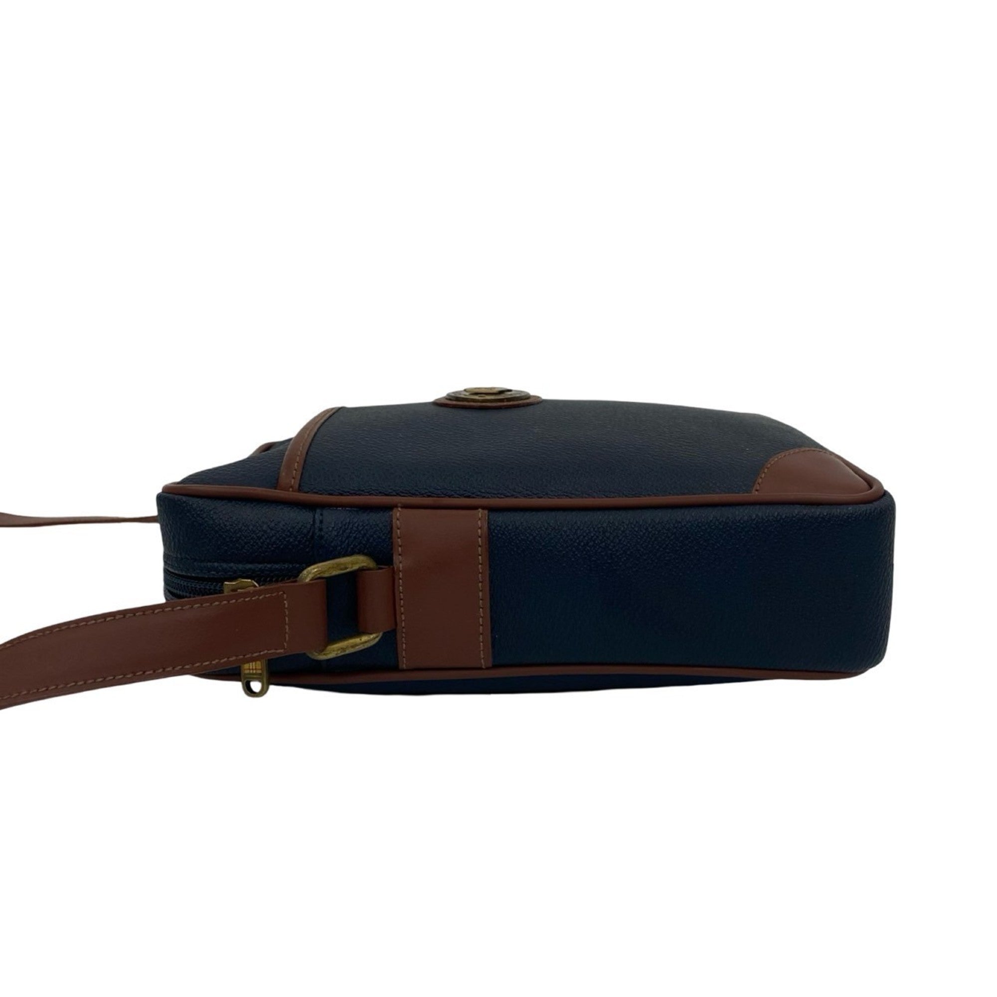 Burberry Brown Navy Leather Pvc Pochette Shoulder Bag