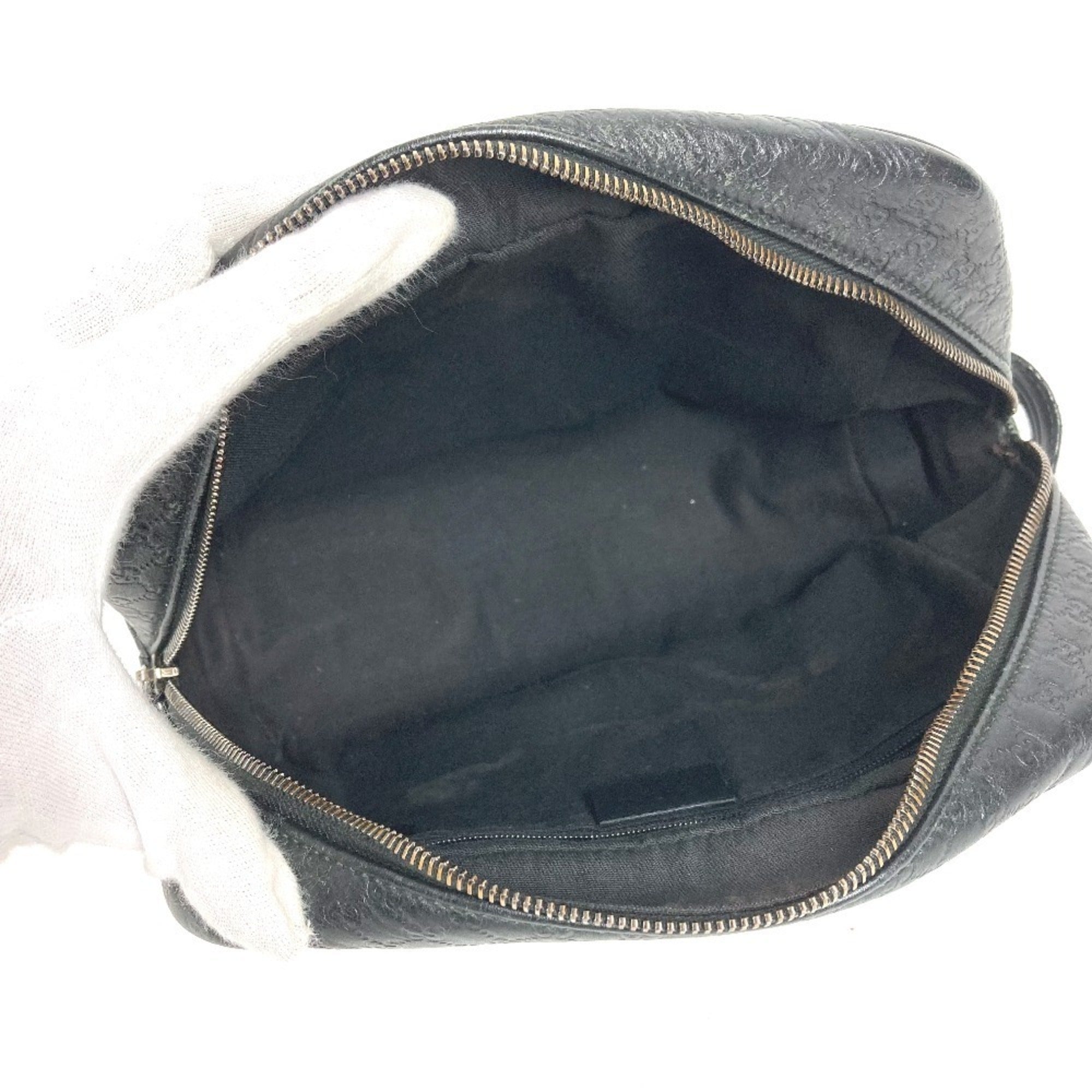 Gucci Guccissima Black Gg Leather Clutch Bag Handbag (Pre-Owned)