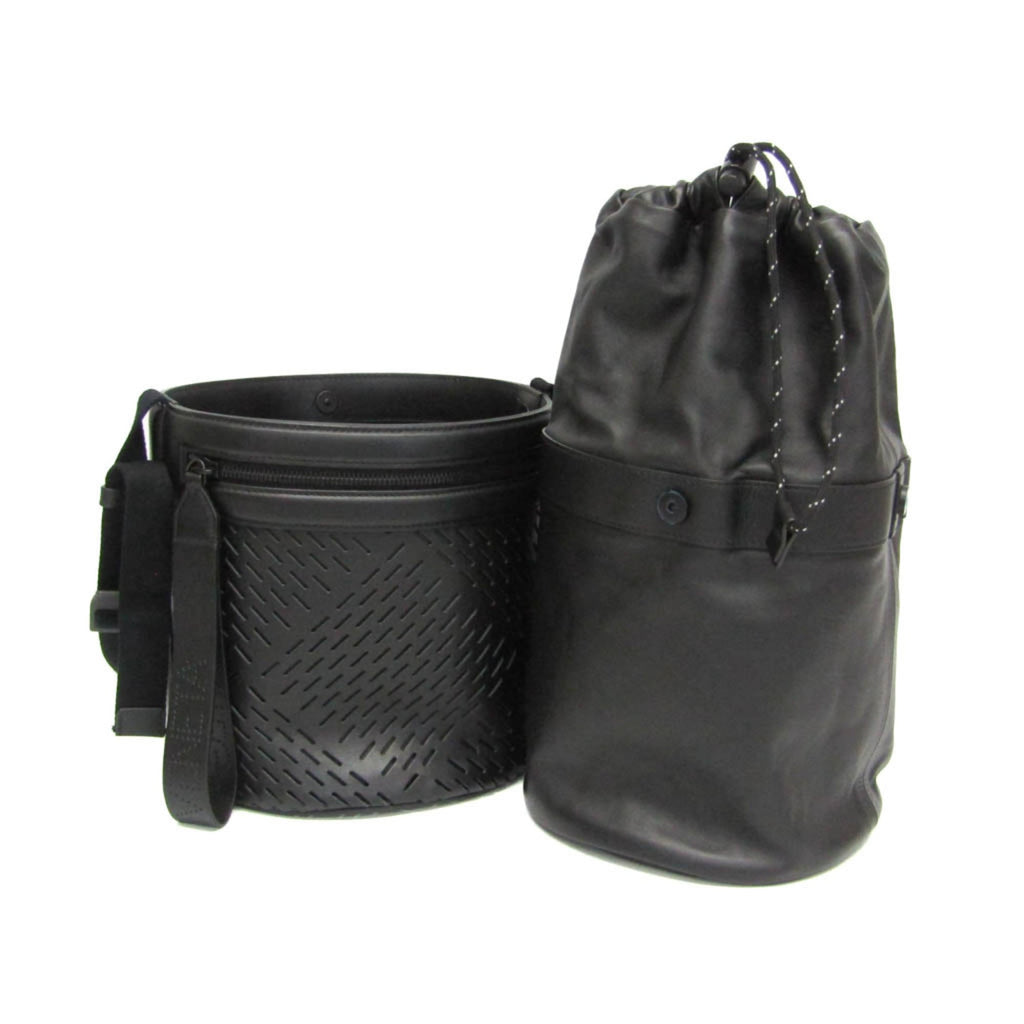 Bottega Veneta Paper Bucket Bag Perforated Leather Black Leather Shoulder Bag Bag