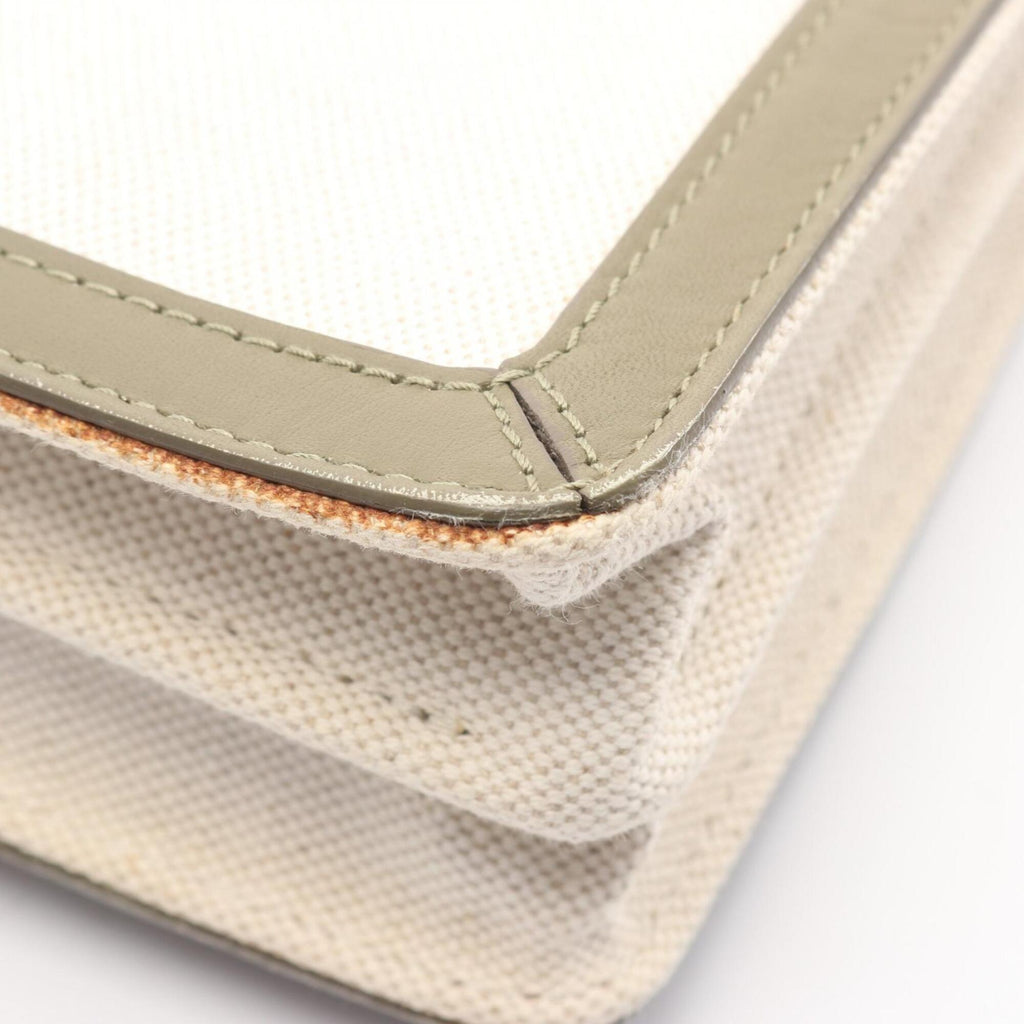 Balenciaga Khaki White Canvas Leather Handbag Pochette Shoulder