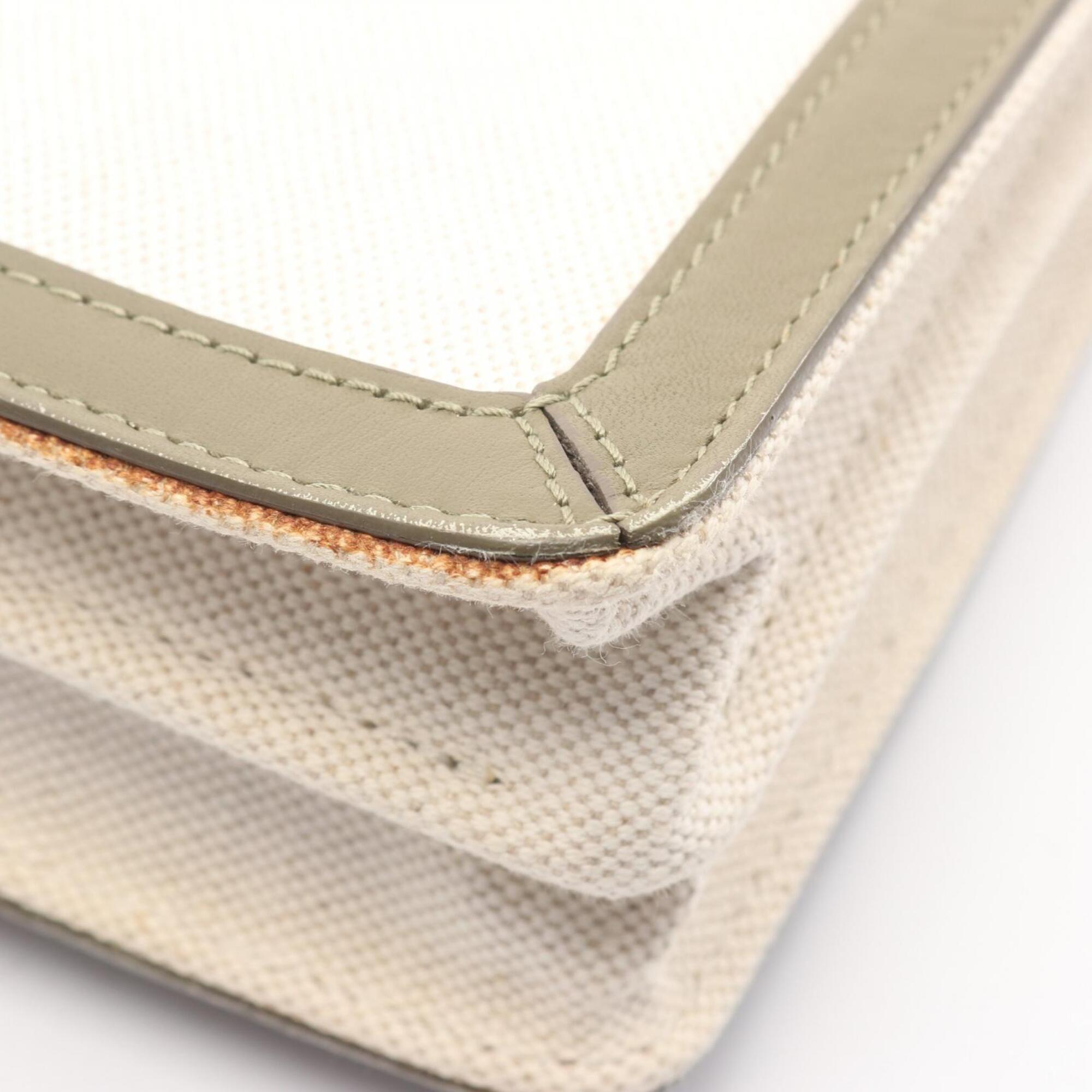 Balenciaga Khaki White Canvas Leather Handbag Pochette Shoulder