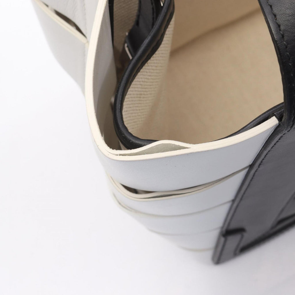 Balenciaga Black White Leather Canvas Handbag Tote