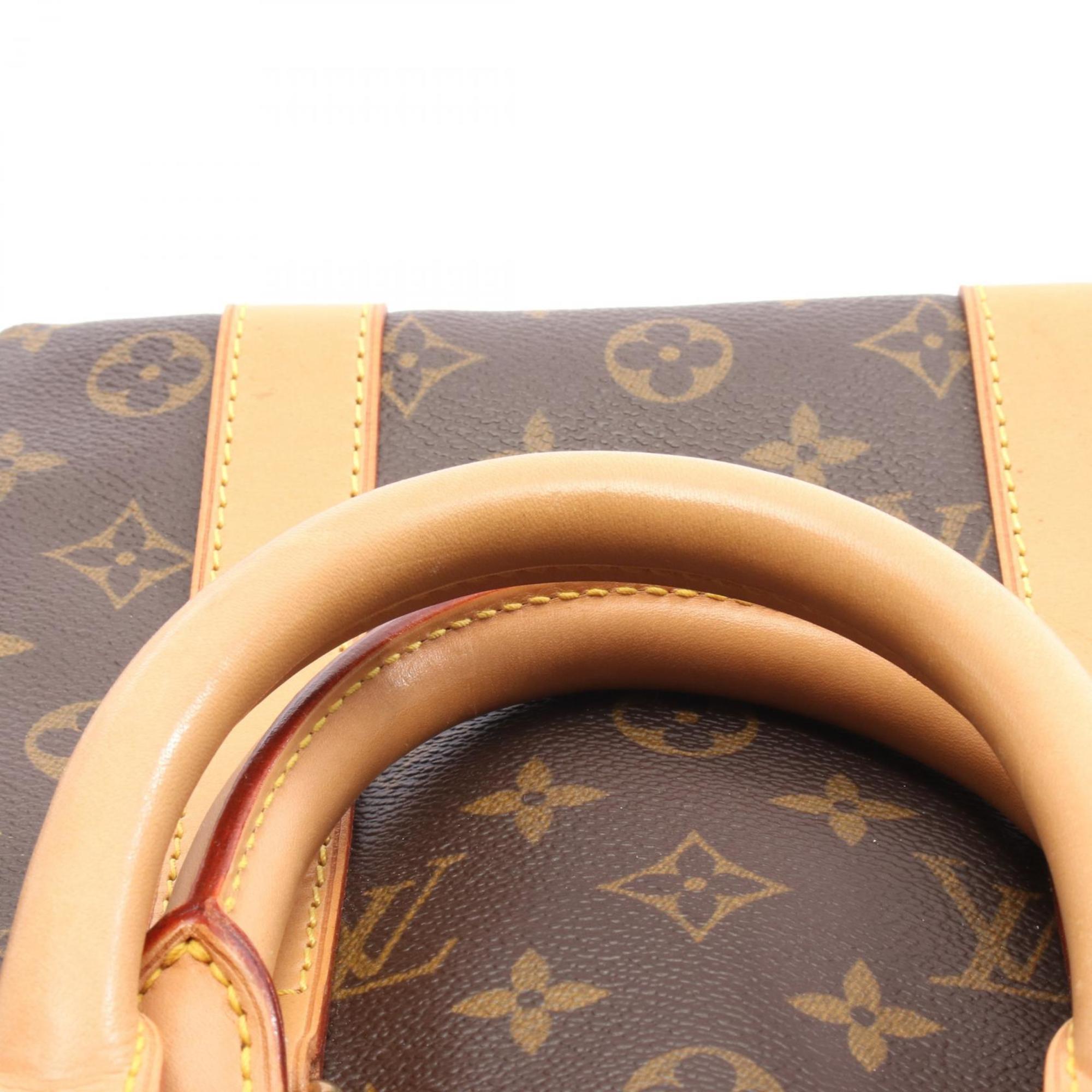 Louis Vuitton Brown Coated Canvas Leather Boston Bag