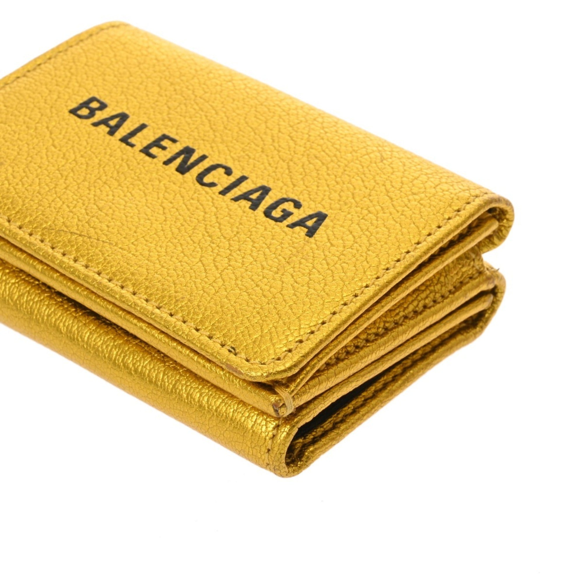 Balenciaga Metallic Gold Leather Wallet (Tri-Fold)