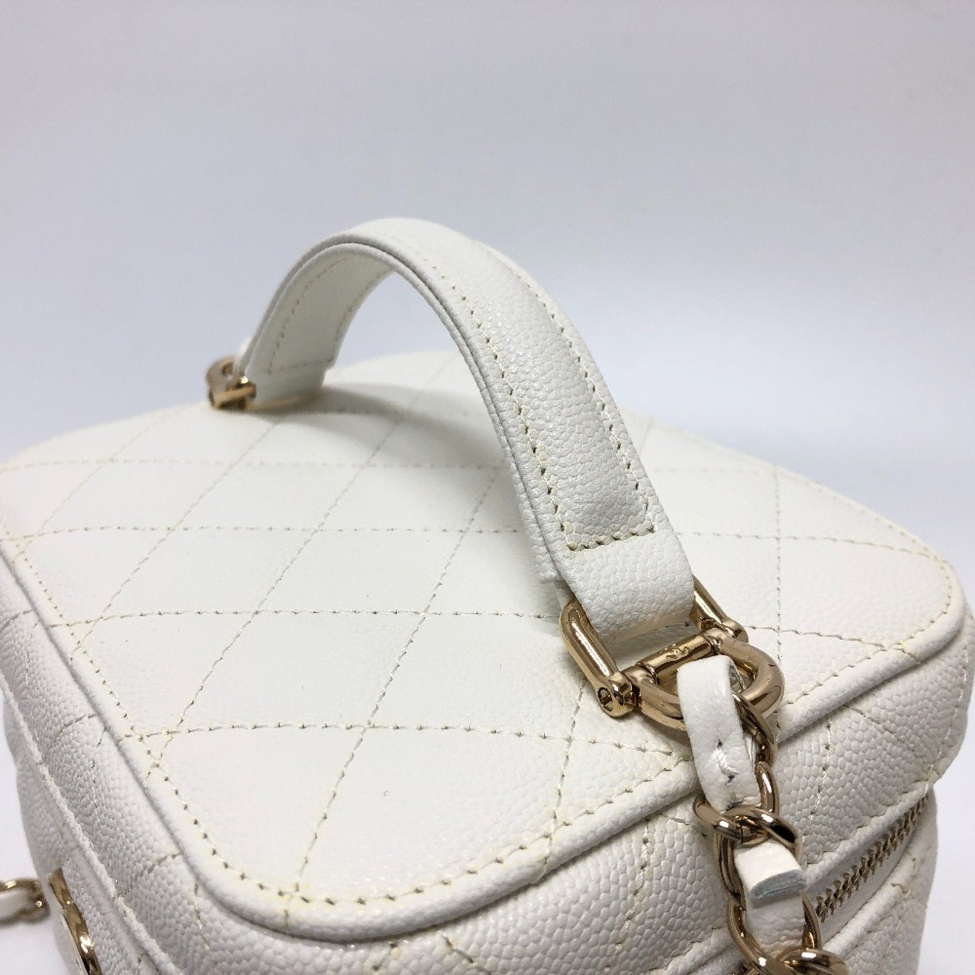 Chanel Caviar Skin White Caviar Leather Handbag Shoulder Bag Vanity Bag