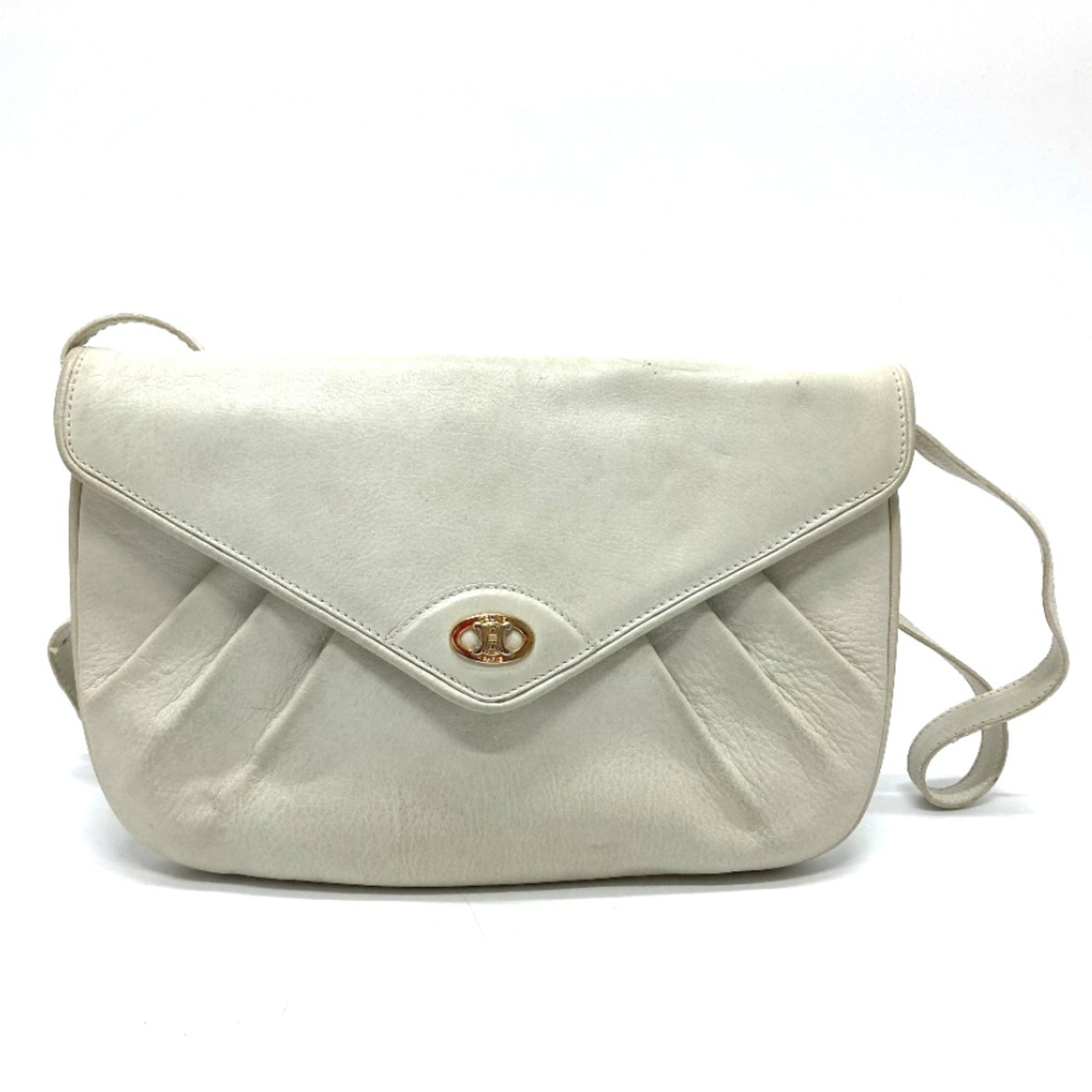 Celine White Leather Shoulder Bag