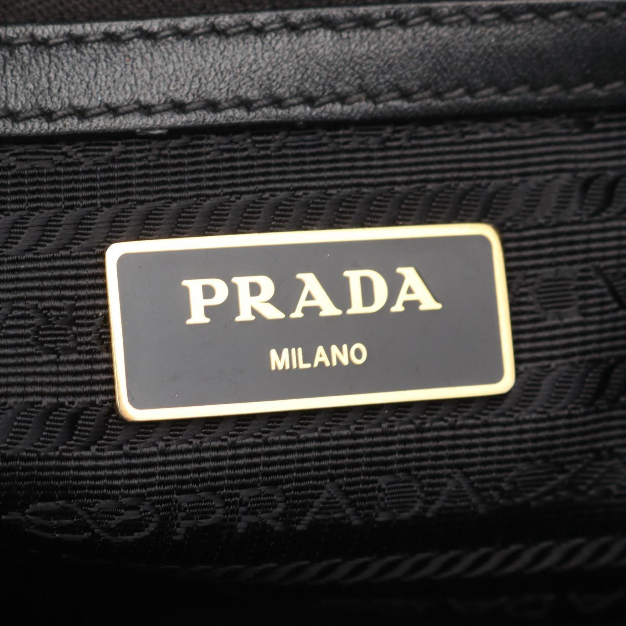 Prada Black Canvas Leather Tote Bag