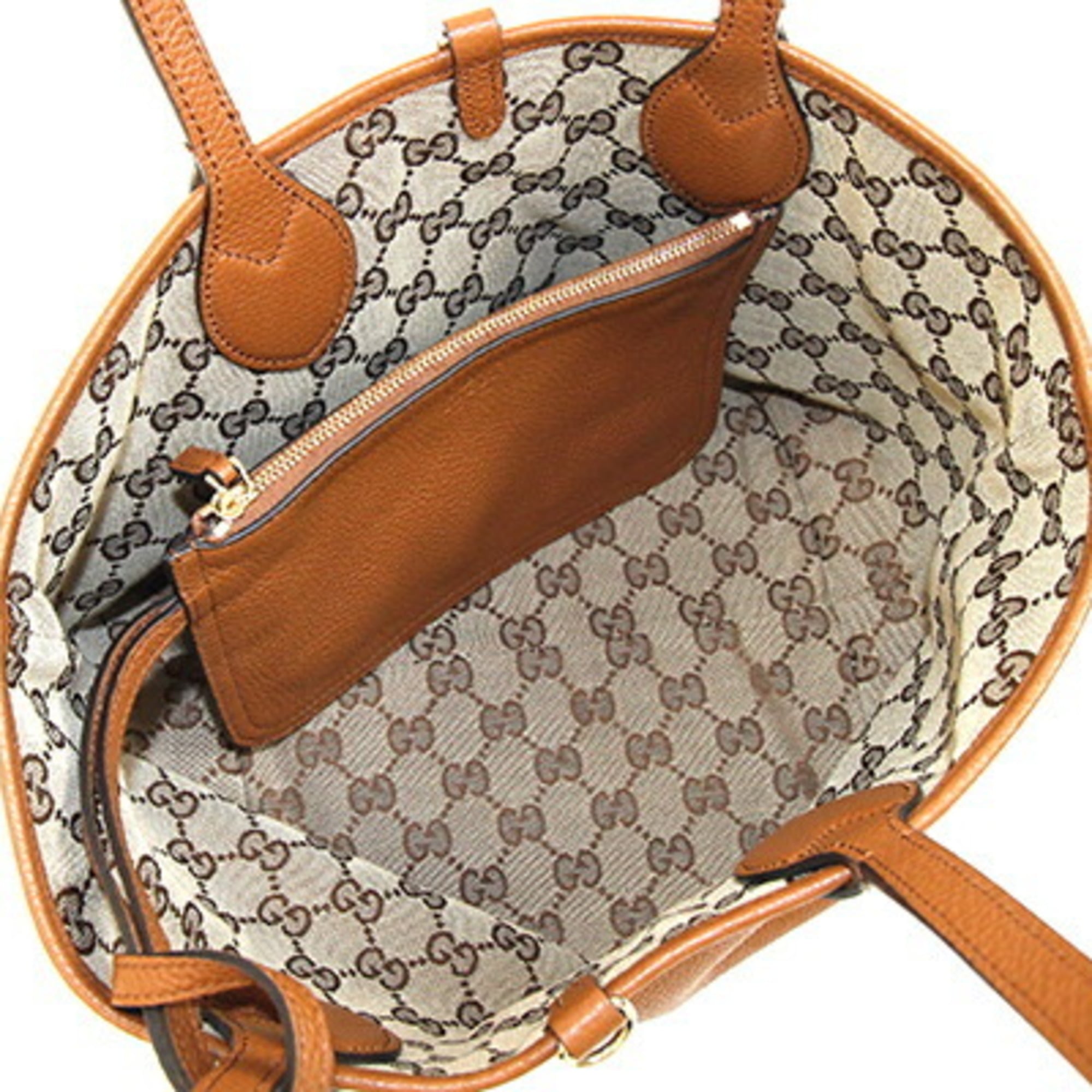 Gucci Brown Gg Canvas Leather Tote Bag (Pre-Owned)