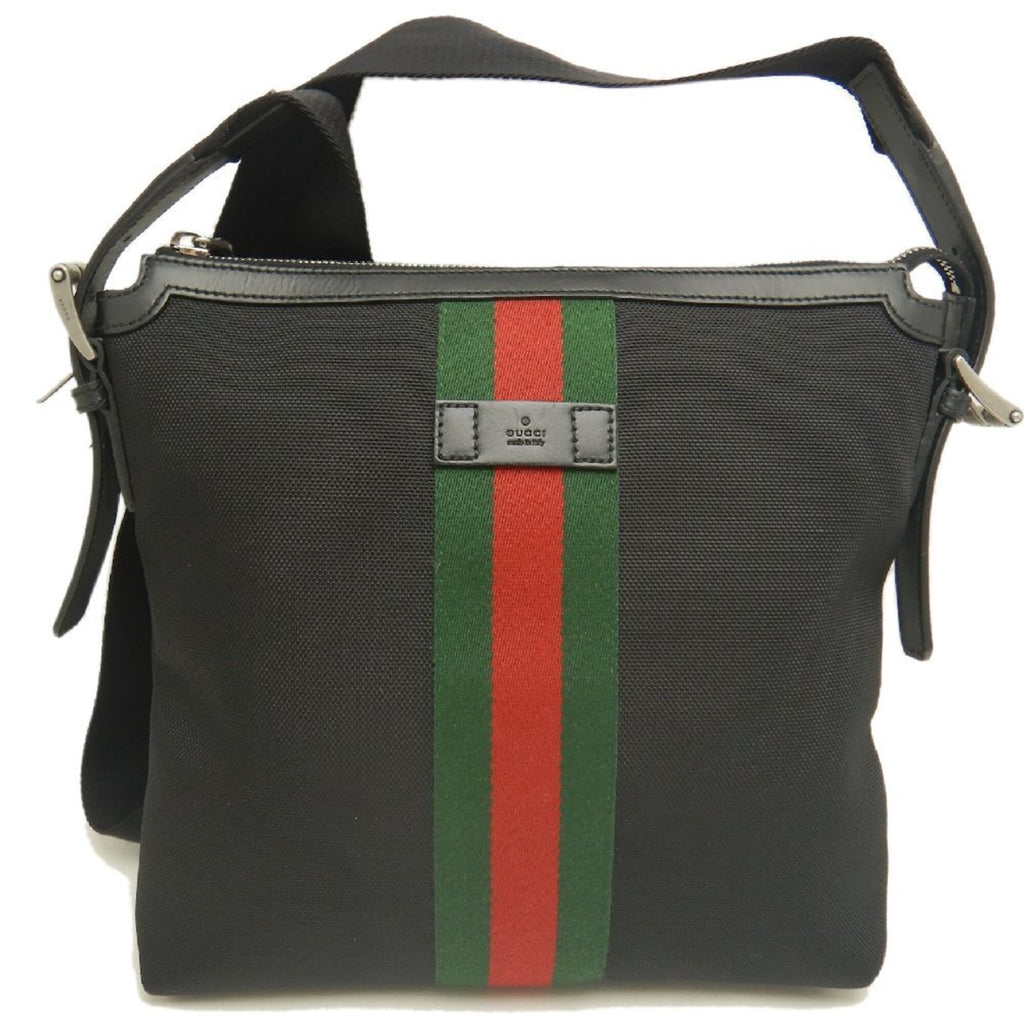 Gucci Black Canvas Leather Shoulder Bag (Pre-Owned)