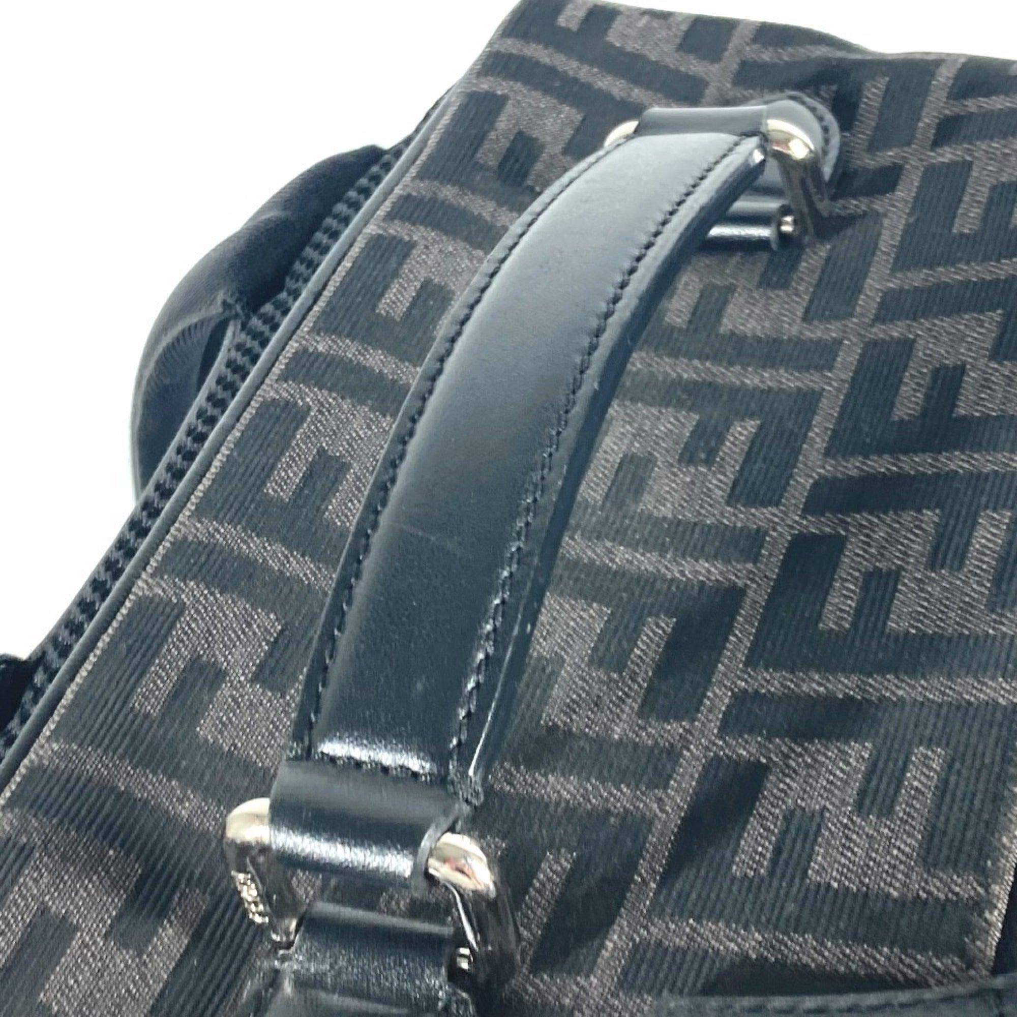 Fendi Black Gray Canvas Leather Backpack