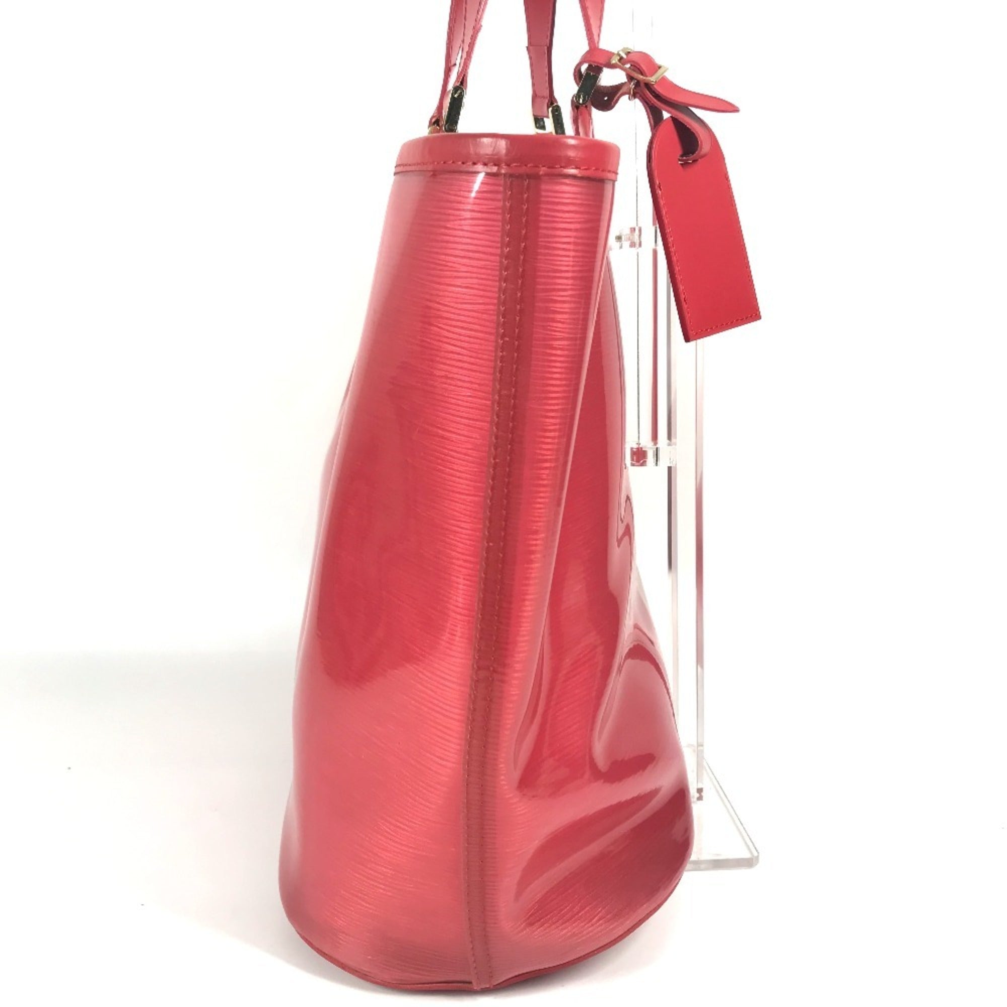 Louis Vuitton Red Color Vinyl Leather Handbag Tote Bag