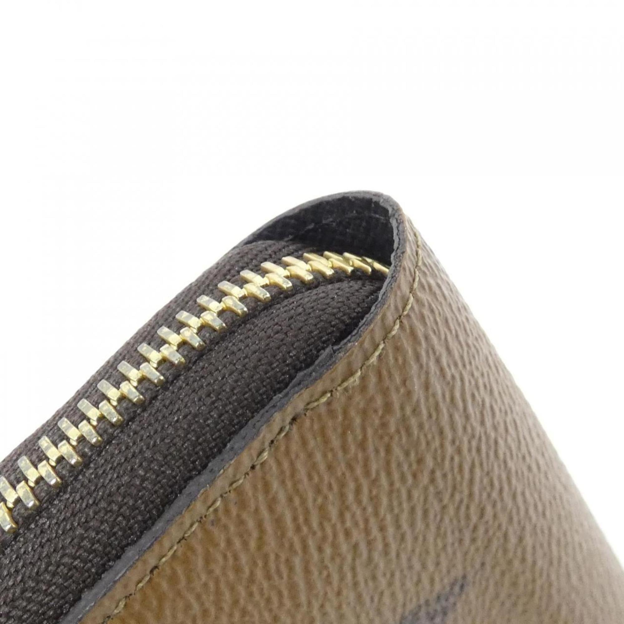 Louis Vuitton Beige Brown Brown Coated Canvas Long Wallet