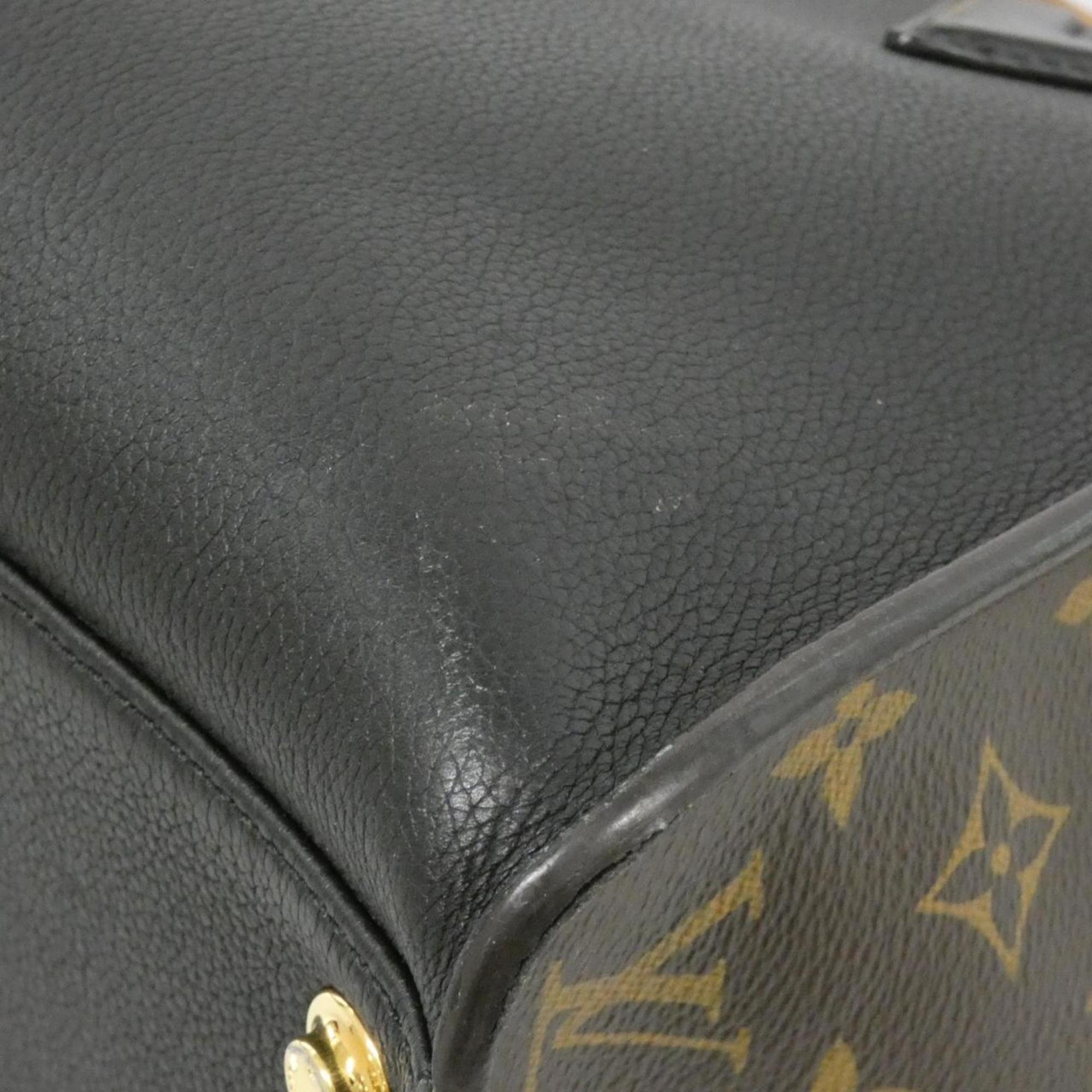 Louis Vuitton Black Leather Coated Canvas Handbag